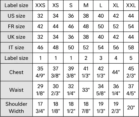 Men Size Chart